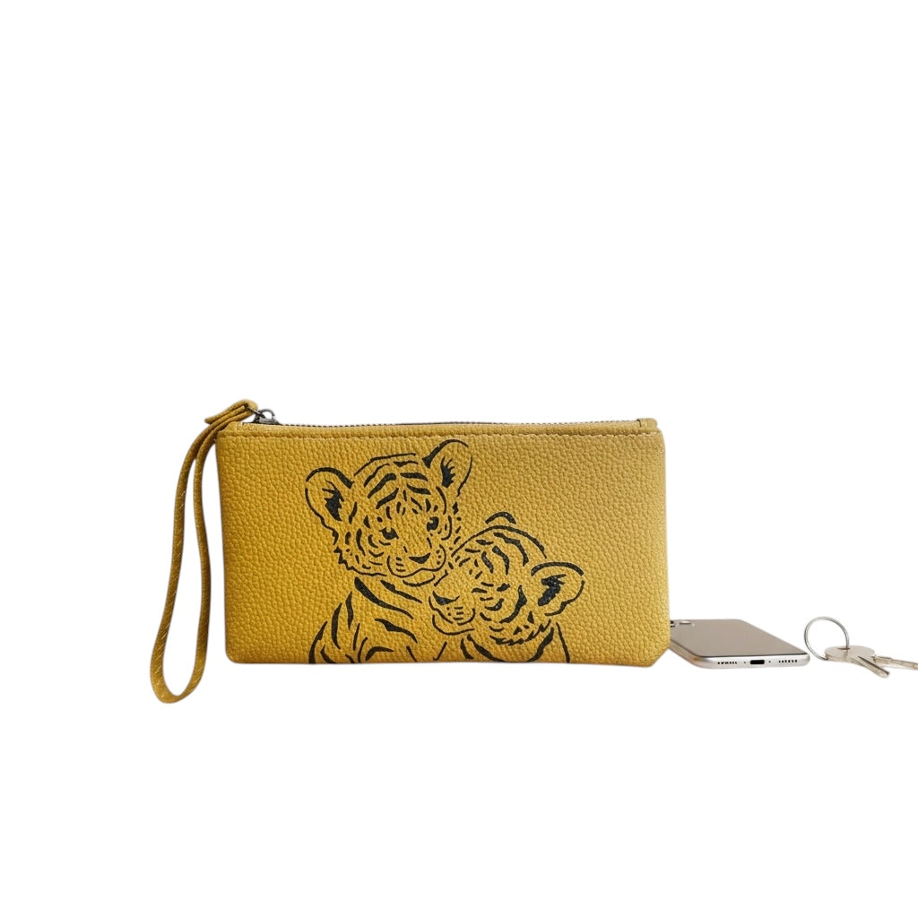 Pochette en cuir - Deux tigres