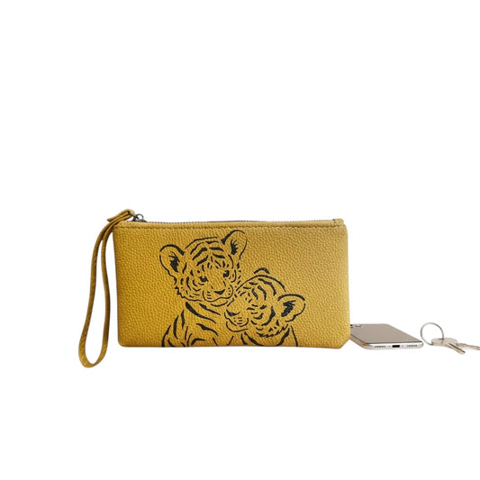 Pochette en cuir - Deux tigres