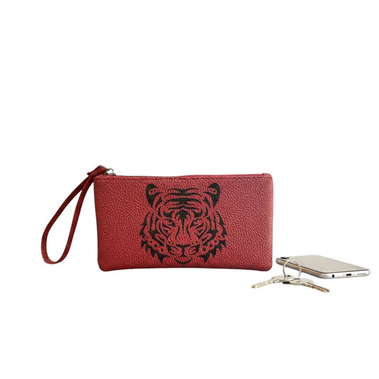 Pochette en cuir - Tête de tigre